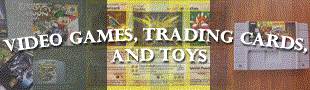 Vintage video games, trading cards, and toys